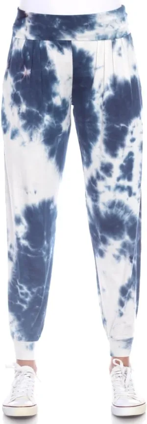560TD-Navy-S Tie Dye Harem Pants, Navy - Small