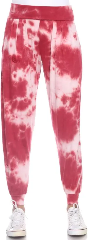 560TD-Red-L Tie Dye Harem Pants Red - Large