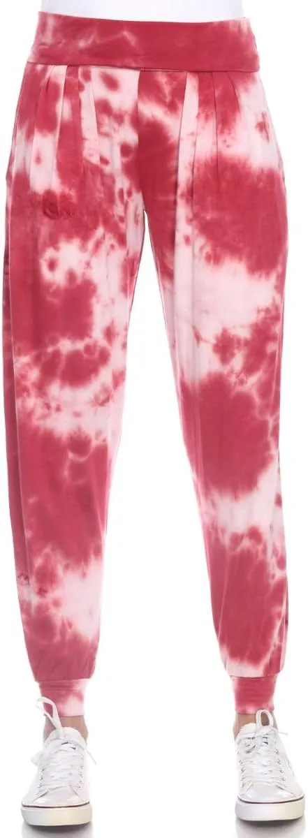 560TD-Red-M Tie Dye Harem Pants Red - Medium