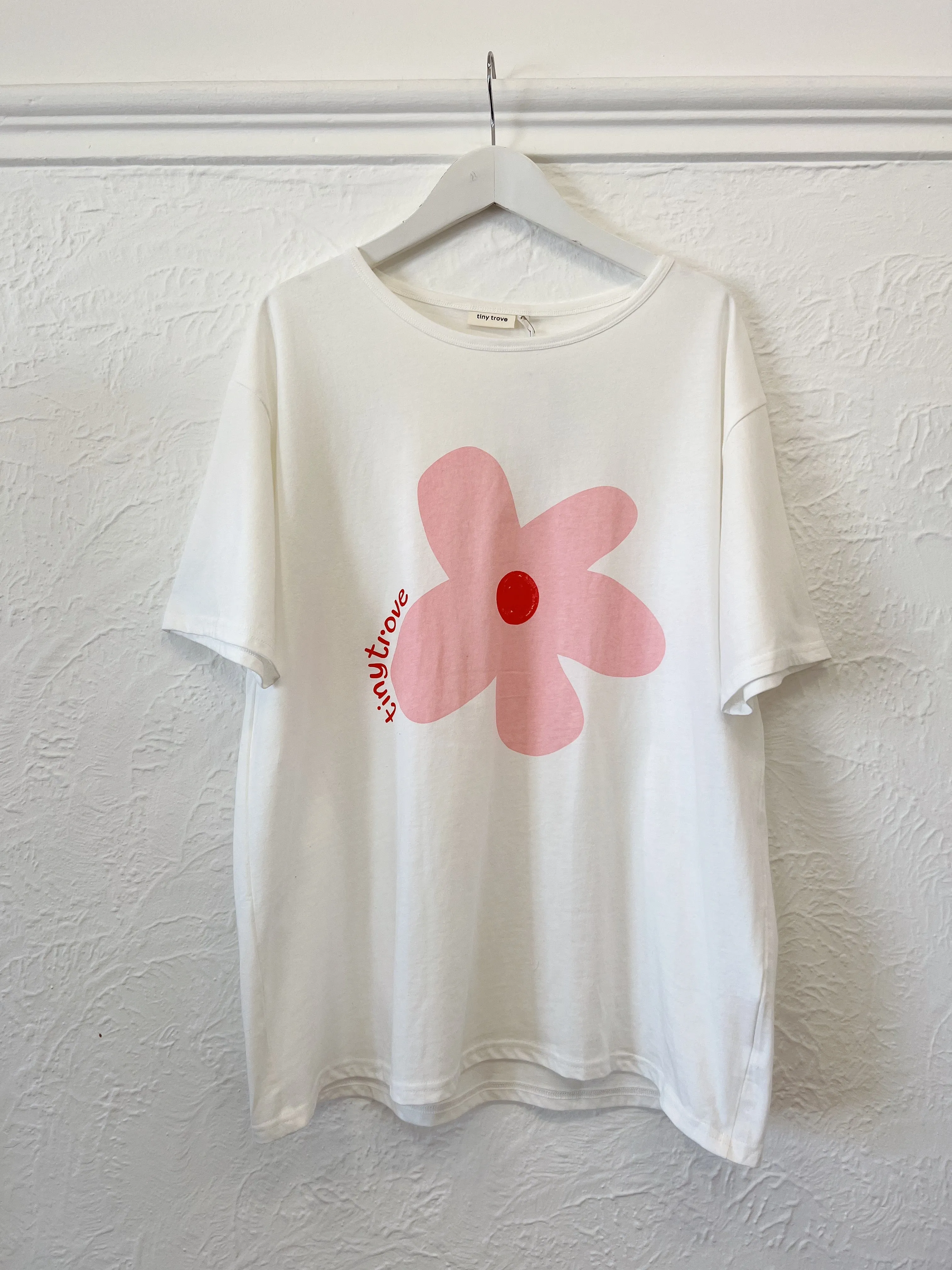 Adult Faye Relaxed Flower Tee - White/Pink
