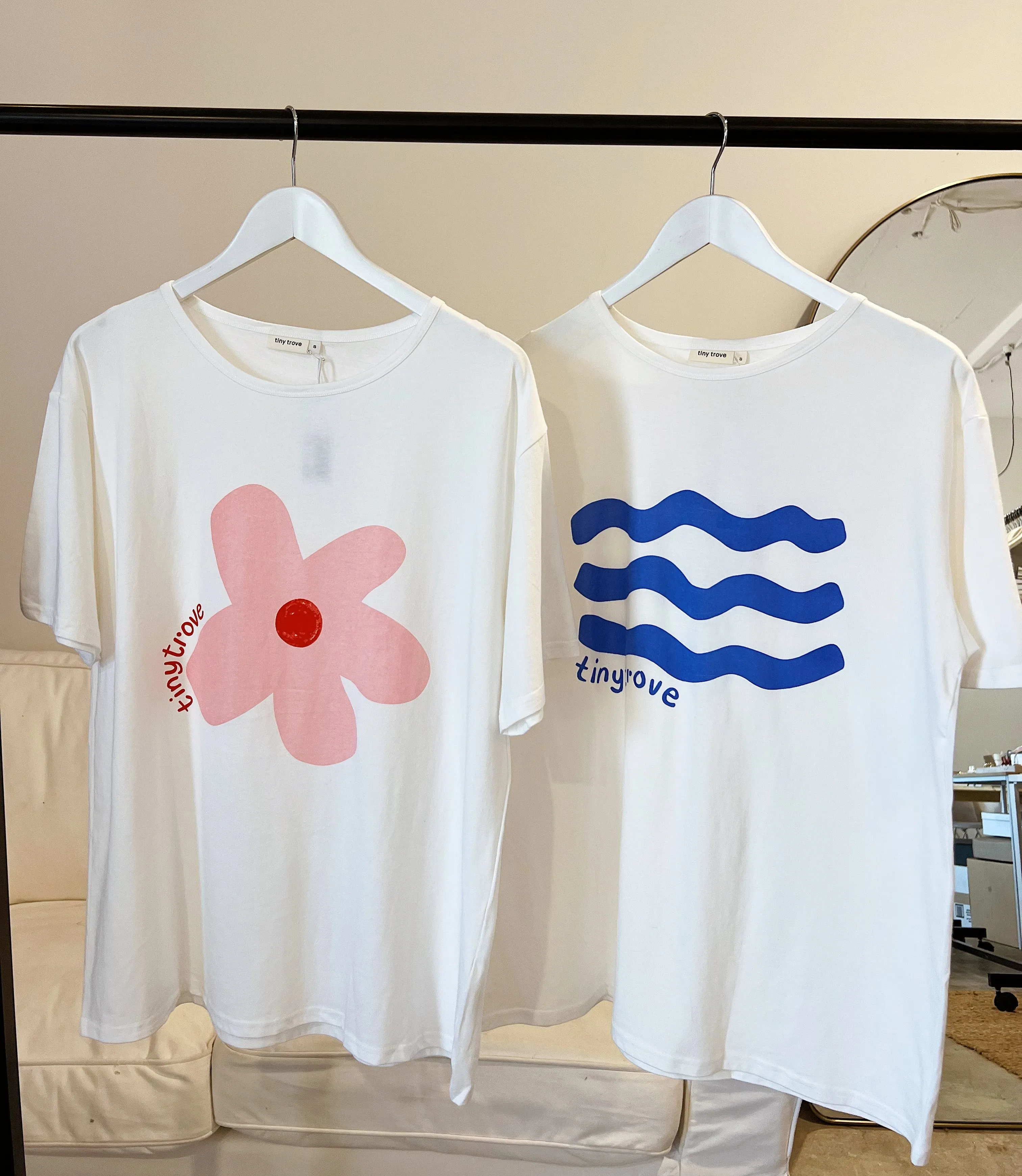 Adult Faye Relaxed Flower Tee - White/Pink
