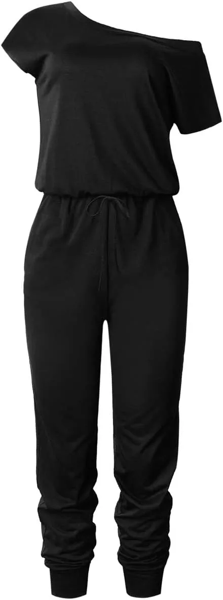 AMiERY Women's Floral Printed Jumpsuits Solid Rompers Casual Comfy Striped Jumpsuit with Pockets