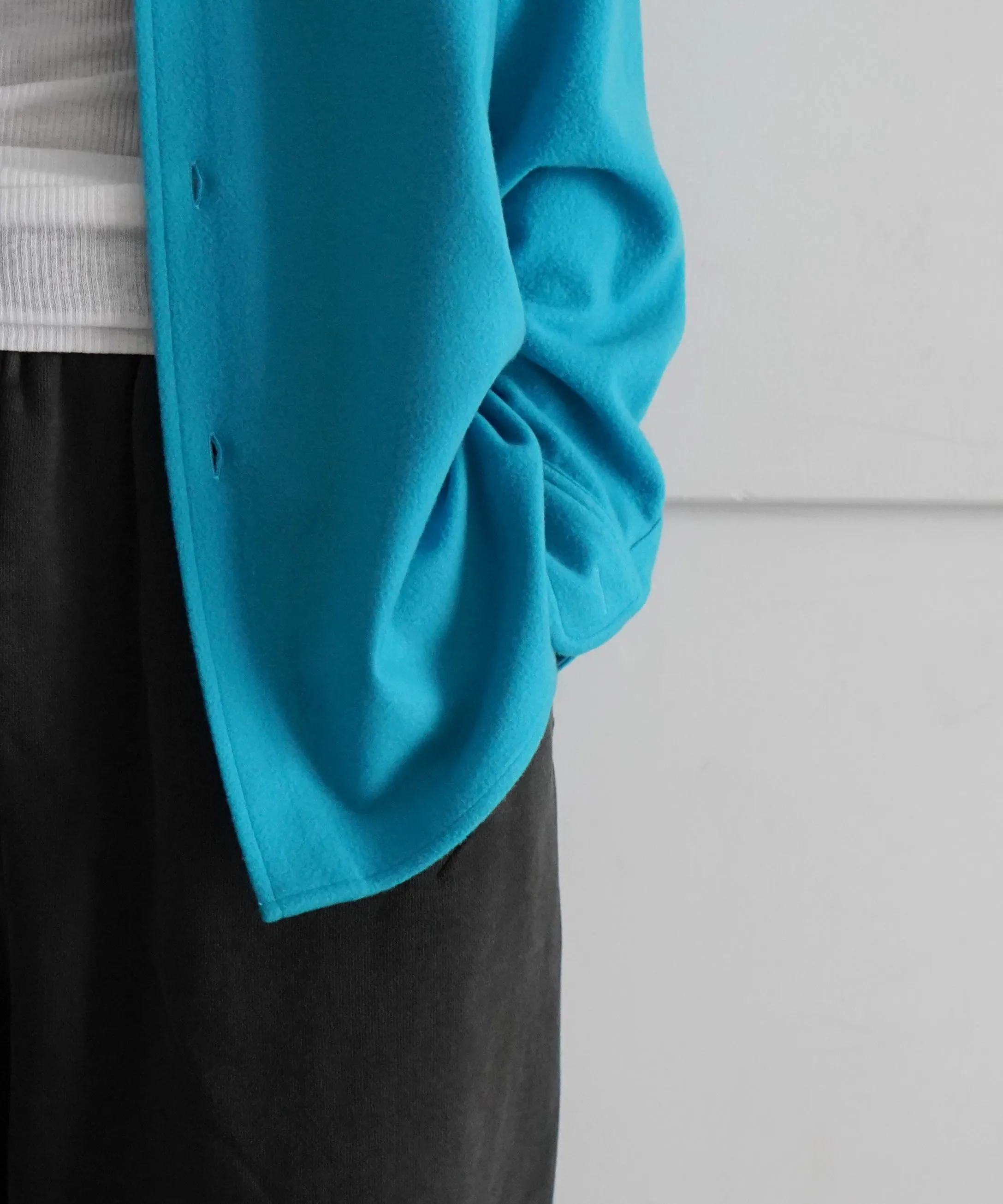 AURALEE BRUSHED SUPER FINE WOOL FLANNEL SHIRT "LIGHT BLUE"