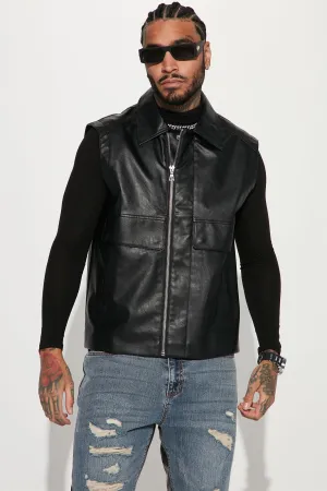 Back To 1999 Faux Leather Vest - Black