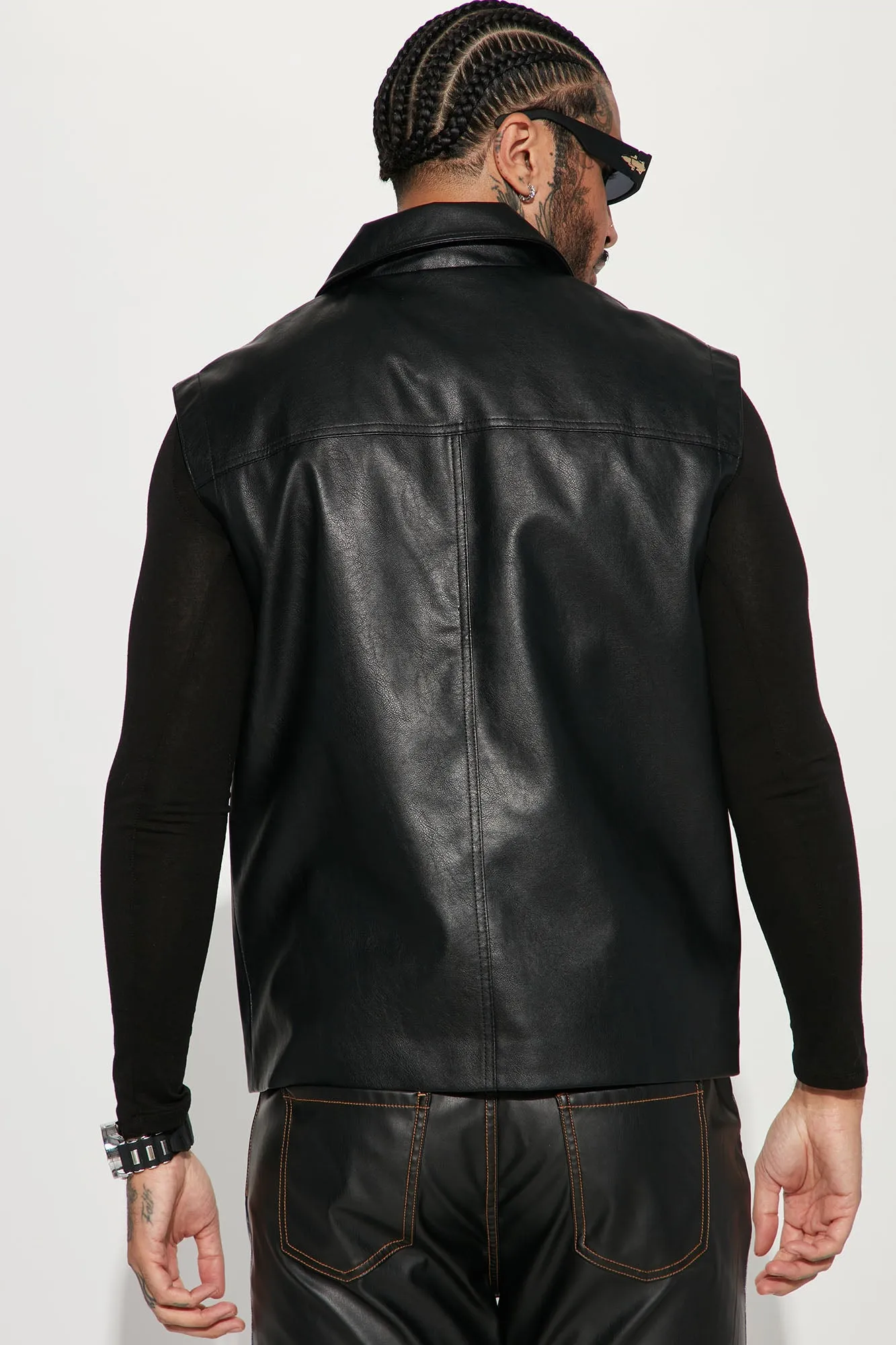 Back To 1999 Faux Leather Vest - Black