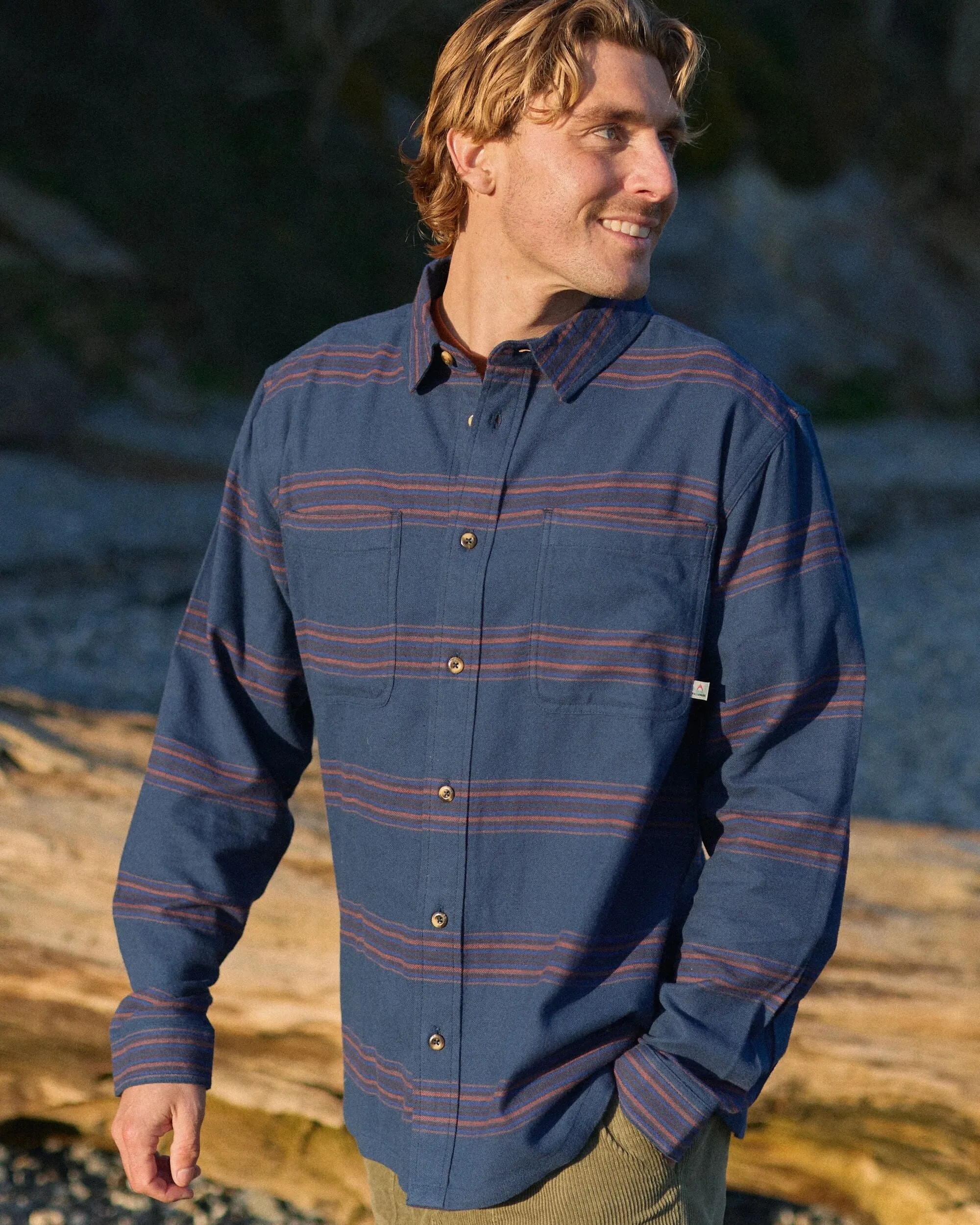Backcountry Stripe Light Shirt - Rich Navy/Deep Plum Stripe