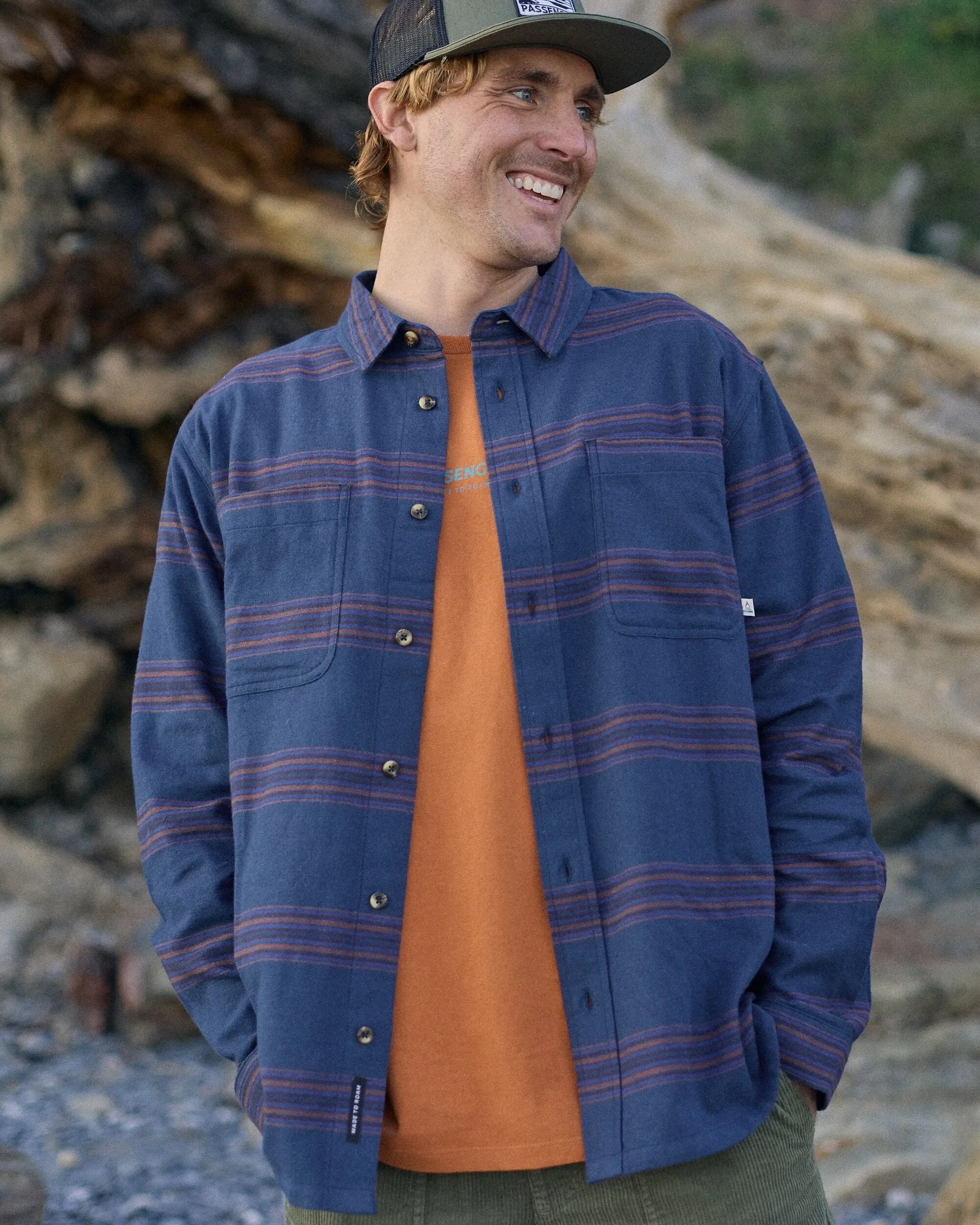 Backcountry Stripe Light Shirt - Rich Navy/Deep Plum Stripe