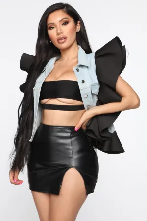 Be Careful Denim Vest Jacket - Black/Combo