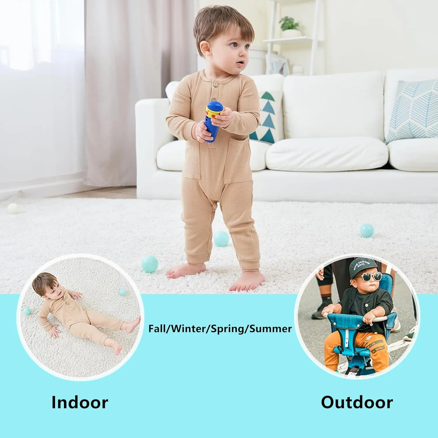 BeiVSlley Newborn Baby Boy Girl 2 Pack Button Solid Romper Infant Long sleeve Knit Cotton Footless Outfits Clothes