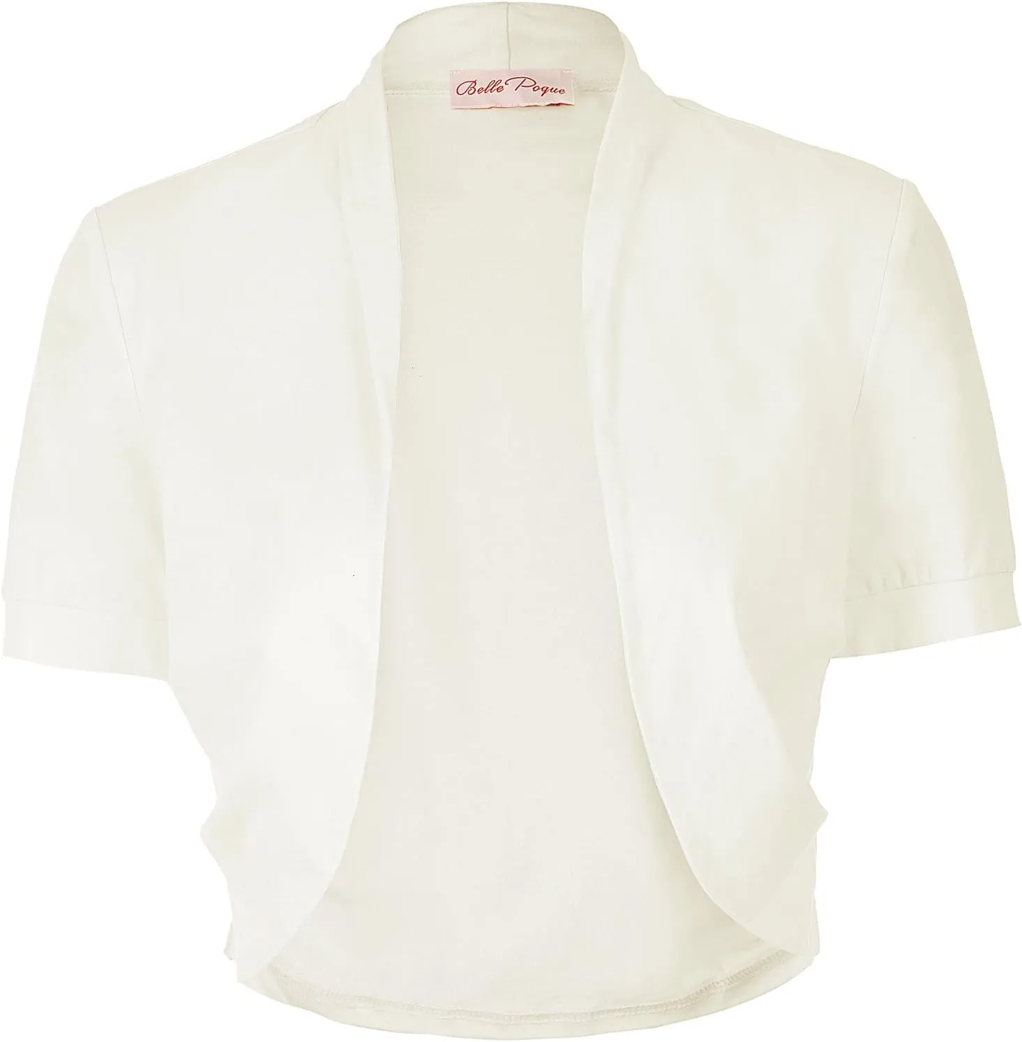 Belle Poque Women's Short Sleeve Shrug Open Front Cotton Cardigan Bolero Sweater Jacket for Dresses