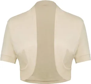 Belle Poque Women's Short Sleeve Shrug Open Front Cotton Cardigan Bolero Sweater Jacket for Dresses