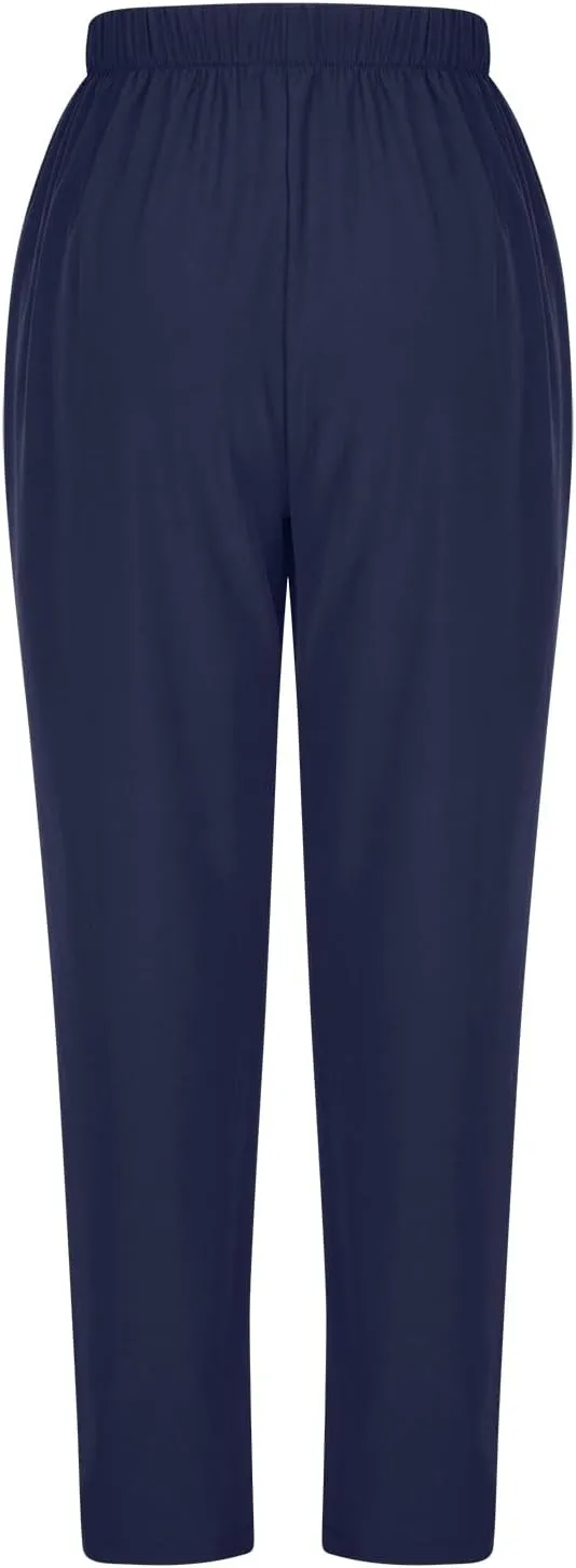 Binmer Women's Straight Leg Long Pants 2024 Summer Dressy Fashion Elastic High Waist Casual Trousers Solid Pull On Work Pants