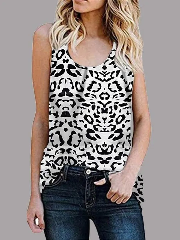 Black and White Leopard Print Tank Top