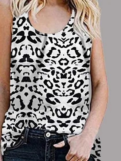 Black and White Leopard Print Tank Top