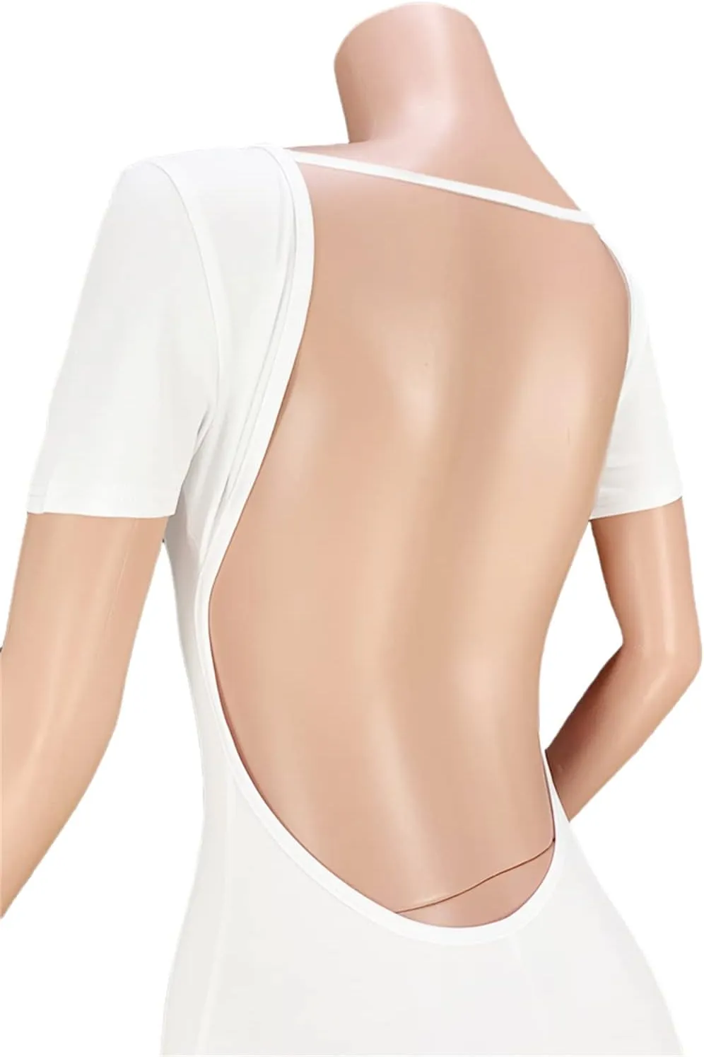 Bodycon Jumpsuits for Women Sexy Backless Short Sleeve High Waisted One Piece Outfits Skinny Catsuits