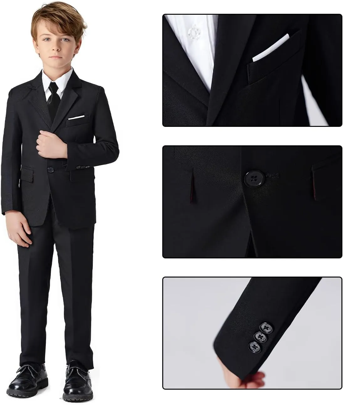 Boys Suit for Kids Teens Formal 5 Piece Tuxedo Suit Set