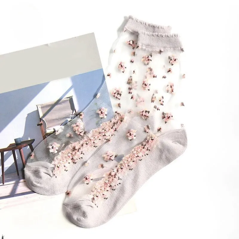 Breathable Flower Print Socks