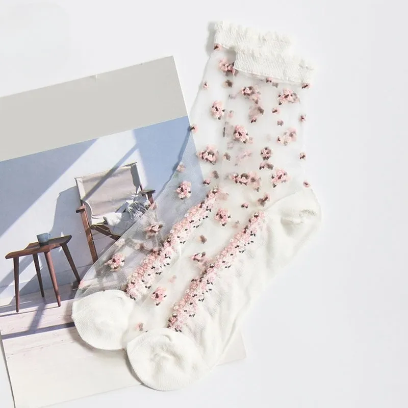 Breathable Flower Print Socks