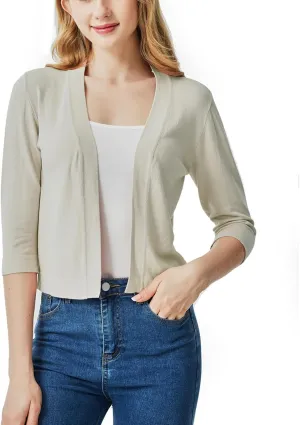 Ciormis 2024 Shrug Cardigan for Dress-3/4 Sleeve Women's Cropped Shrugs Sweater Open Front