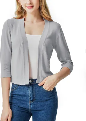 Ciormis 2024 Shrug Cardigan for Dress-3/4 Sleeve Women's Cropped Shrugs Sweater Open Front