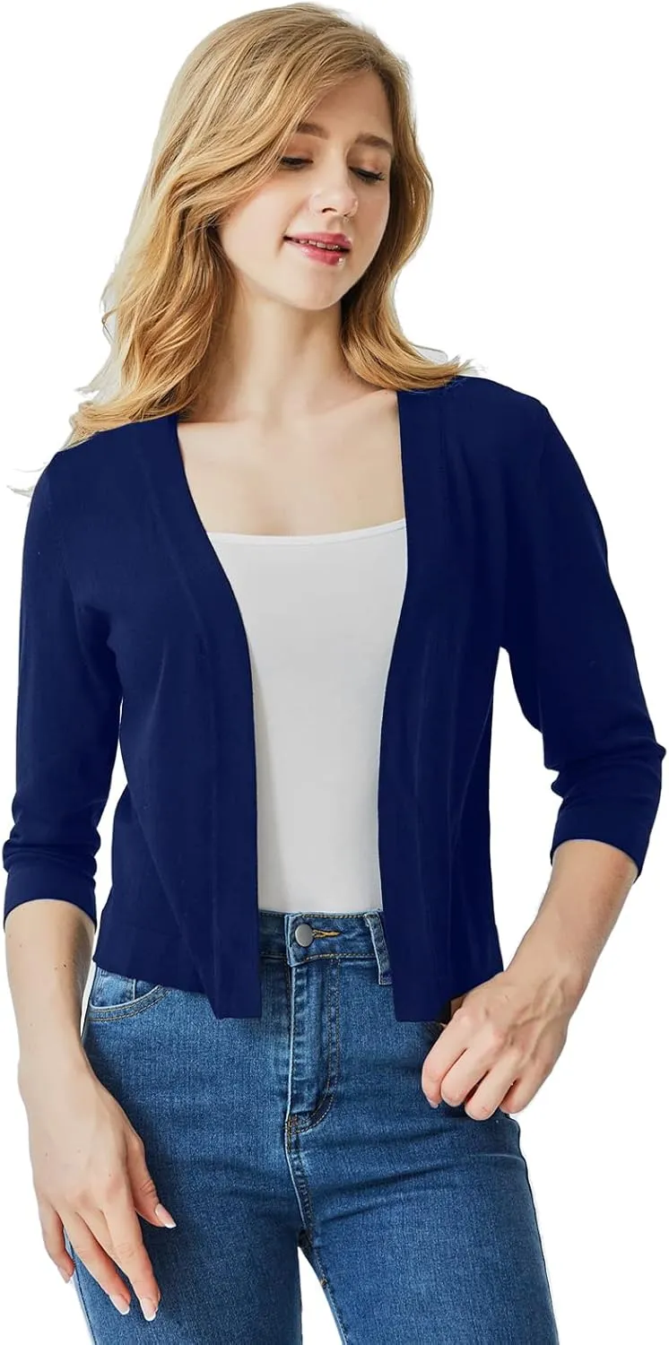 Ciormis 2024 Shrug Cardigan for Dress-3/4 Sleeve Women's Cropped Shrugs Sweater Open Front