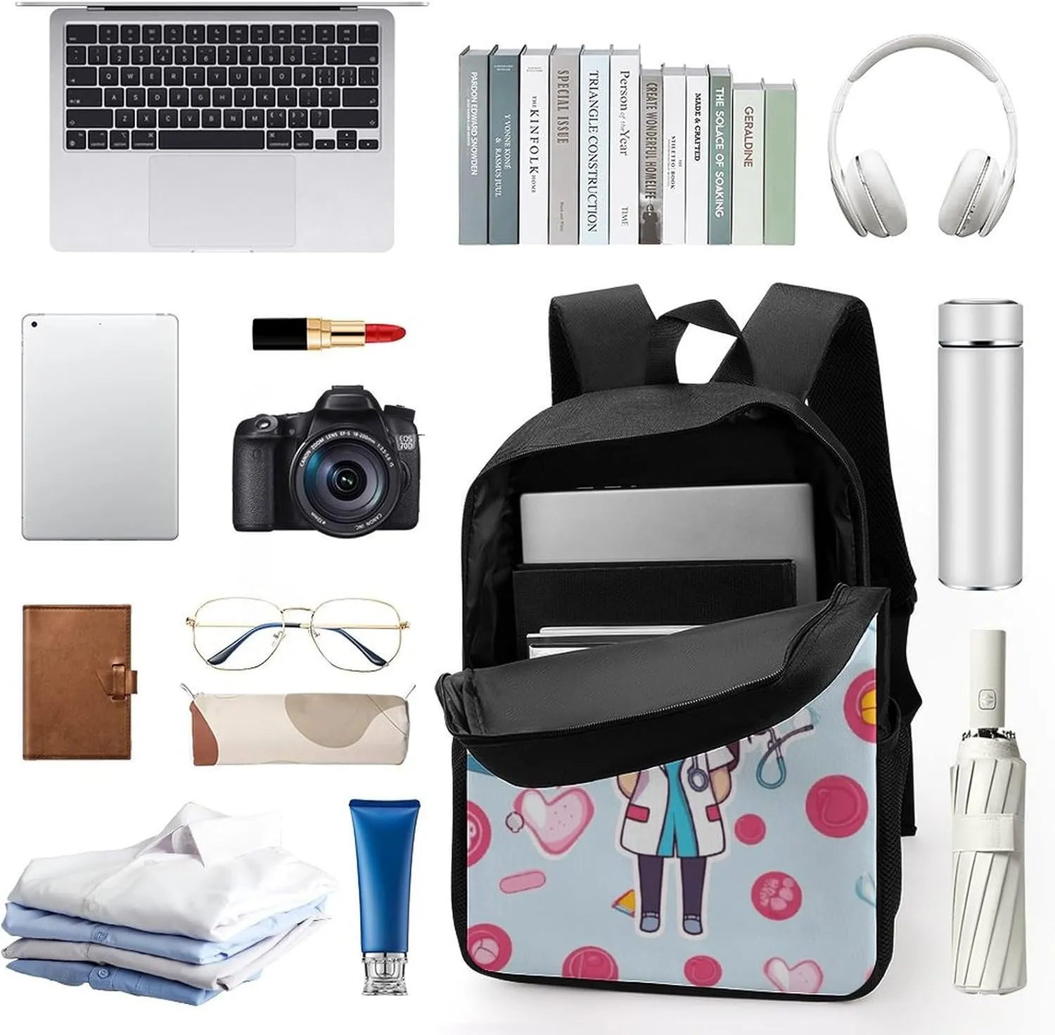 Cute Nurse Backpack, Laptop Backpack for Men, 17 Inch Travel Hiking Daypack, Casual Backpack
