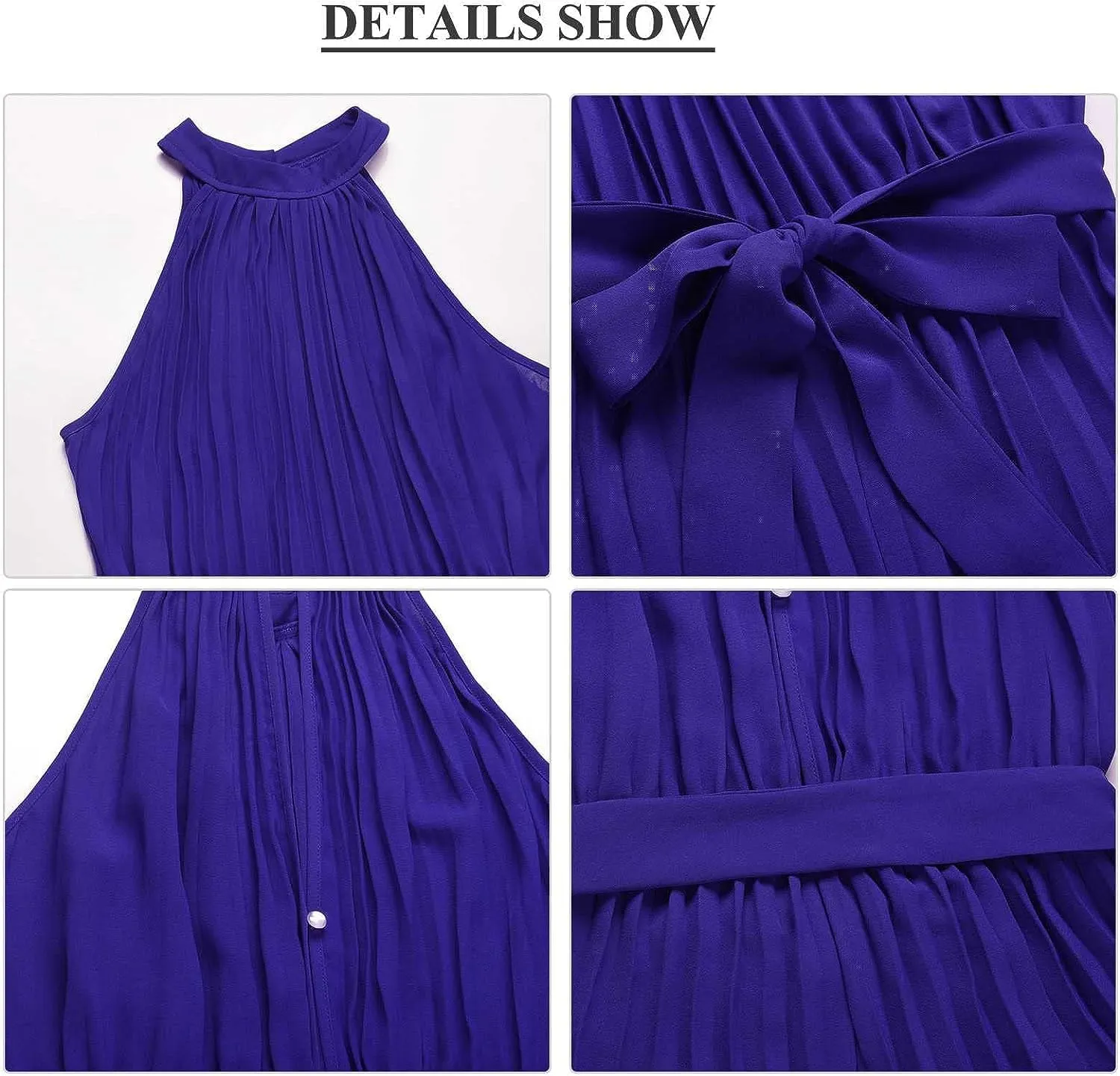 Daily Wear Women Summer Jumpsuits Halter Neck Sleeveless Pleated Wide Leg Jumpsuit Elegant Pants