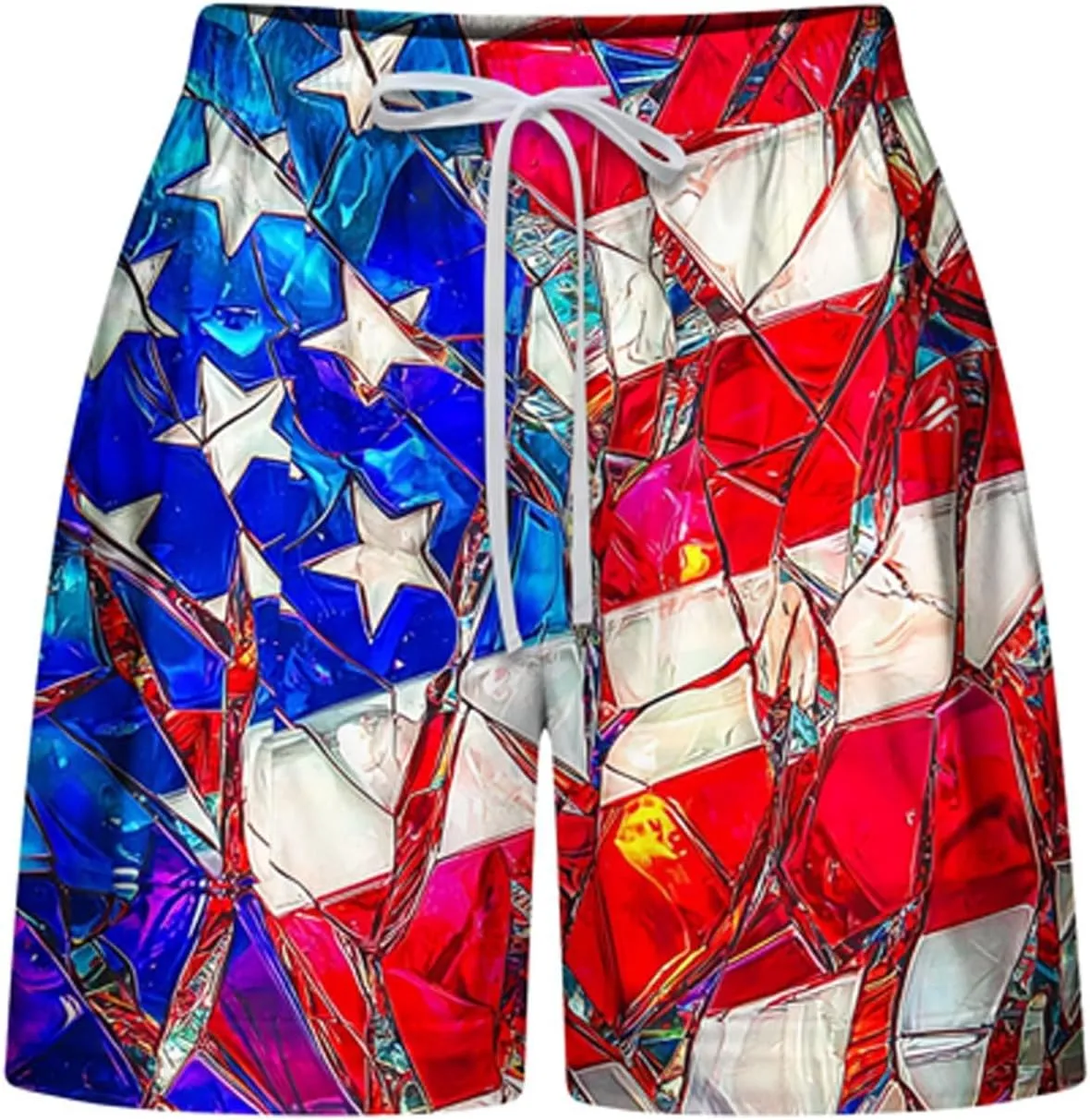 DDAPJ pyju American Flag Shorts for Women 2025 Summer Casual Drawstring High Waist Shorts Star Striped 4th of July Outfits