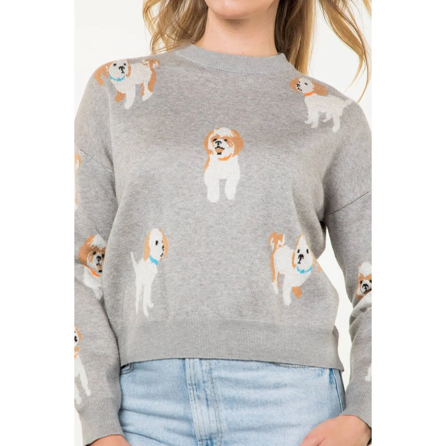 Dog Knit Crew Neck Sweater
