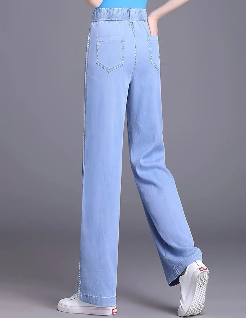 ebossy Women's Casual High Waist Korean Lyocell Harem Pants Cropped Trousers