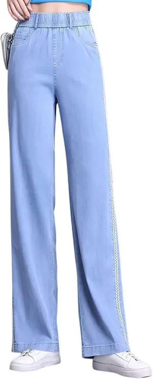 ebossy Women's Casual High Waist Korean Lyocell Harem Pants Cropped Trousers