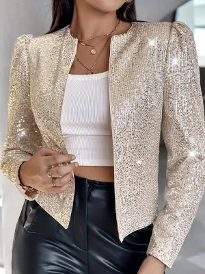 EMELIA | Elegant Sequin Blazer in Solid Color
