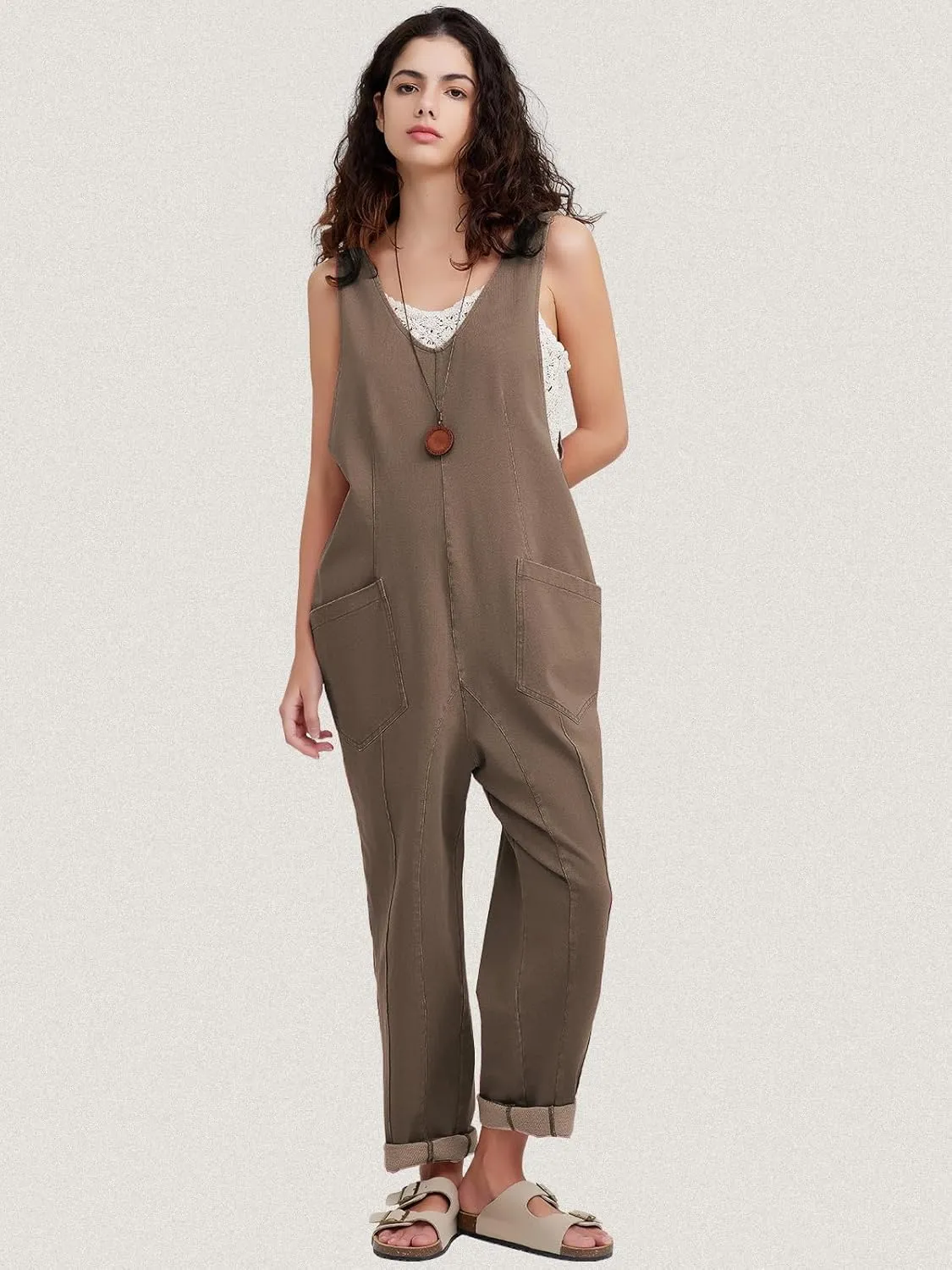 EXLURA Women Summer High Roller Denim Jumpsuits Casual Loose Beach Vacation Trendy Fashion Overalls Jeans Romper Pockets 2025