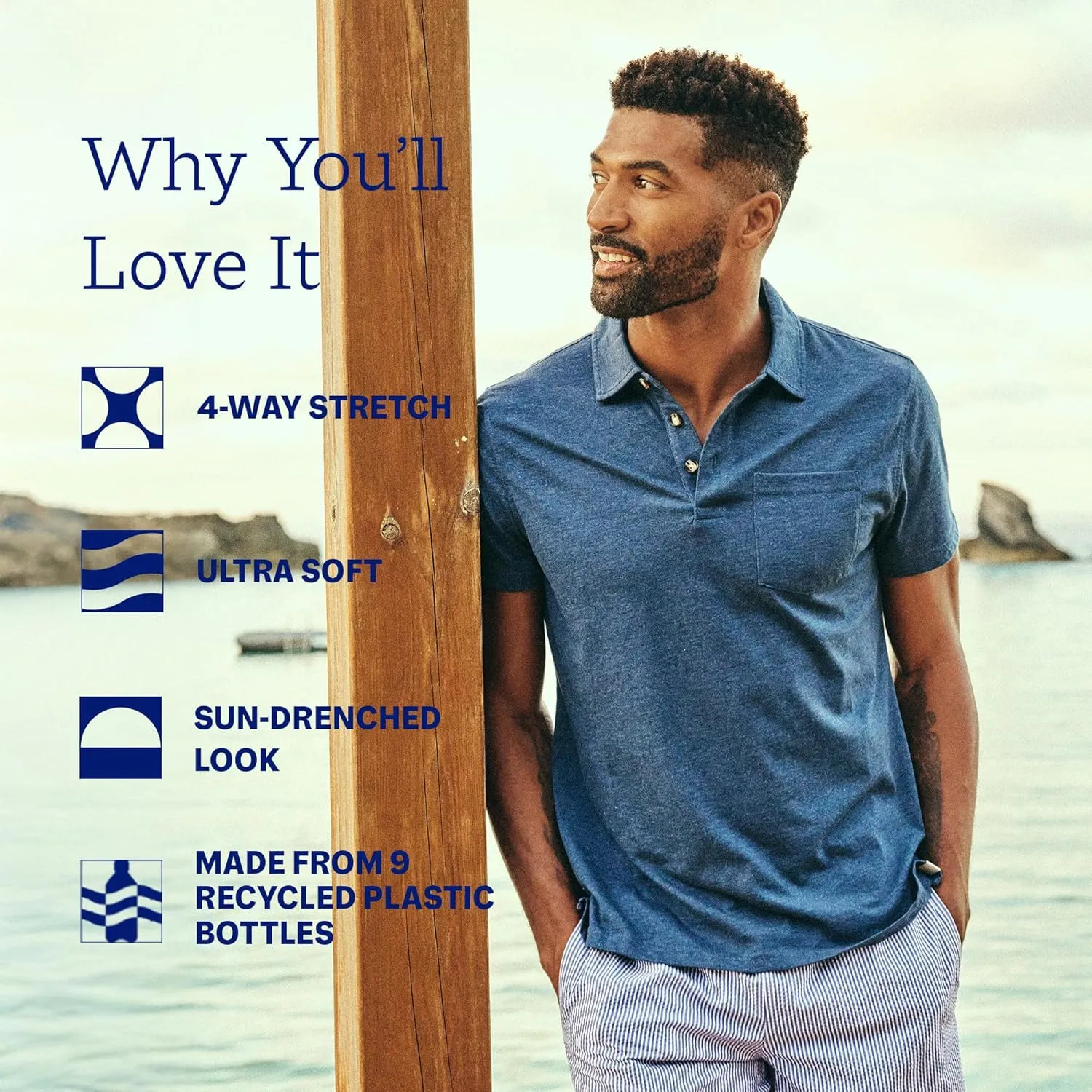 Fair Harbor The Kismet Polo  Men's Transitional Everyday Polo  Lighweight and Breathable Ultrasoft Fabric, 4-Way Stretch