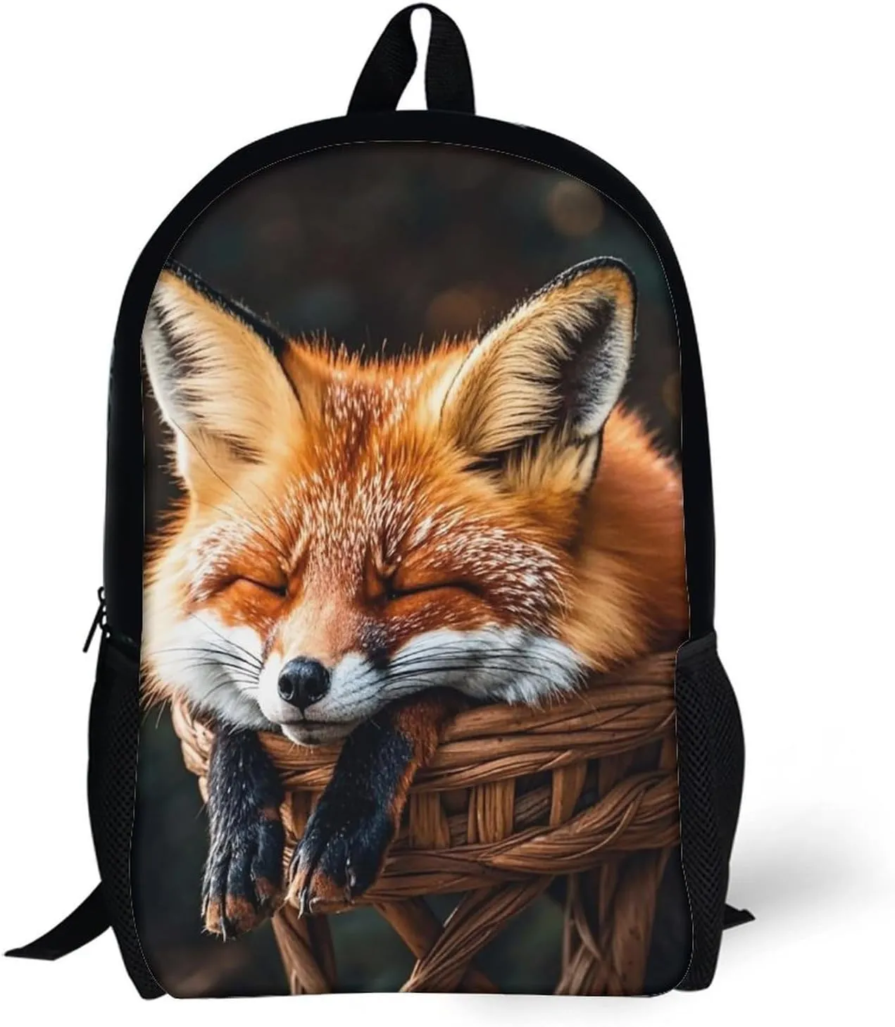 Funny Fox Creature Sleeping Backpack, Laptop Backpack for Men, 17 Inch Travel Hiking Daypack, Casual Backpack