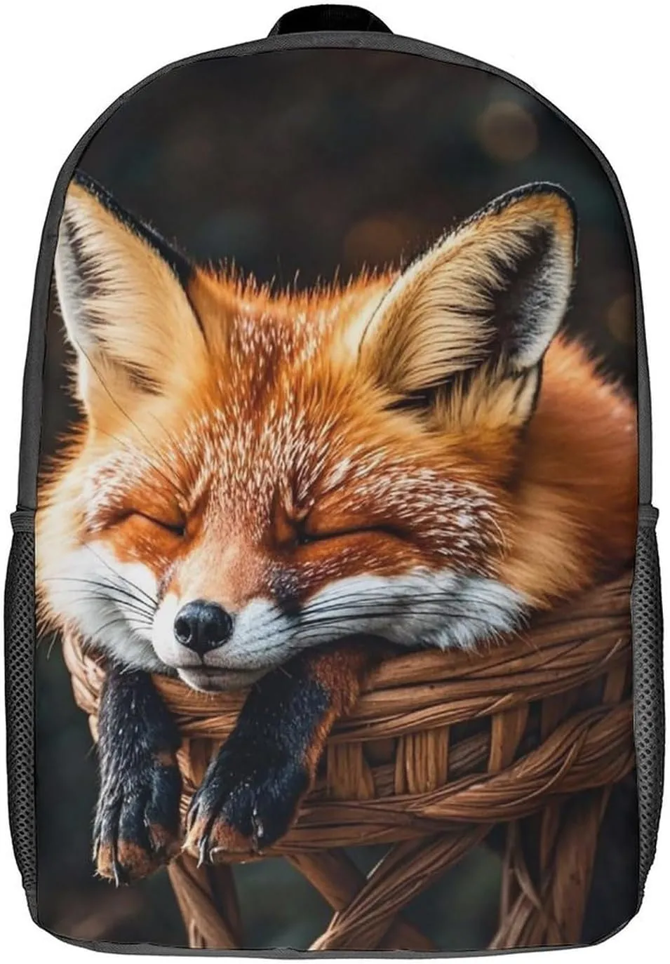 Funny Fox Creature Sleeping Backpack, Laptop Backpack for Men, 17 Inch Travel Hiking Daypack, Casual Backpack