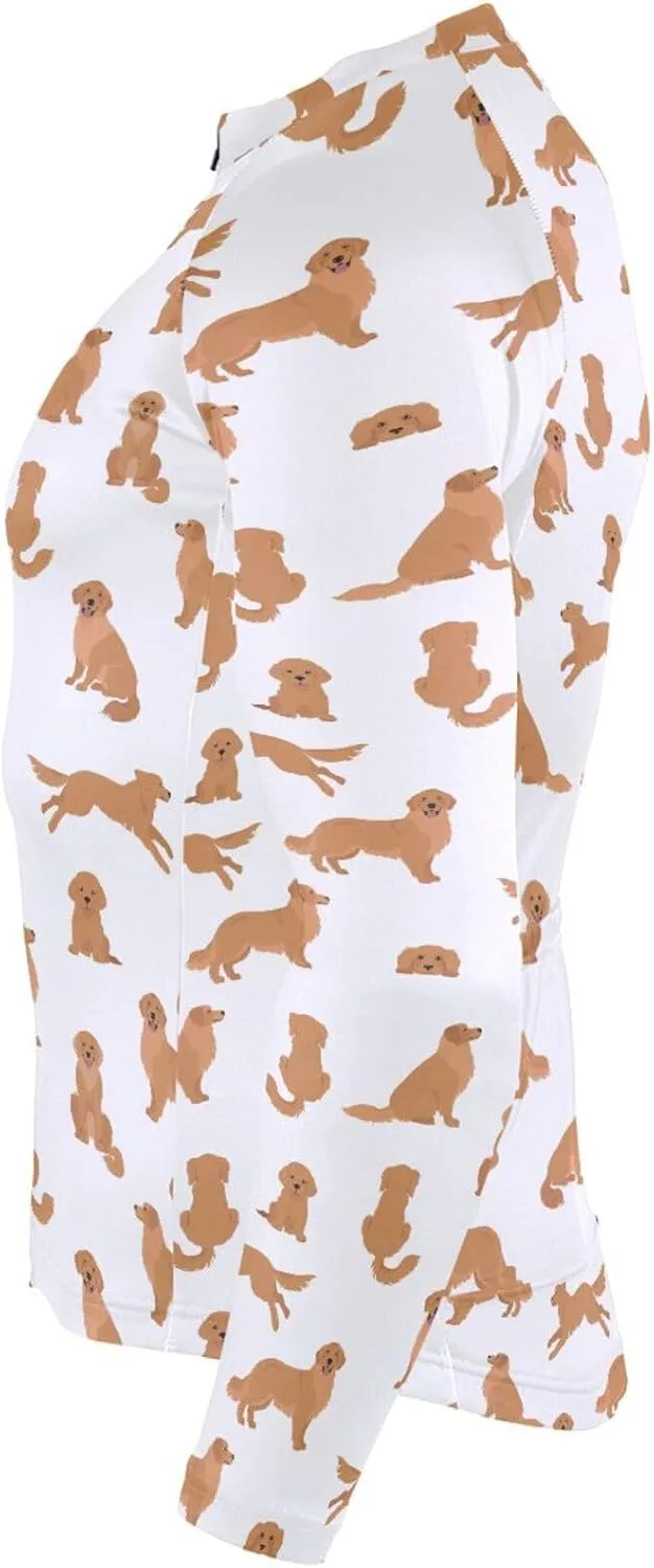 Golden Retriever Dogs Men's Cycling Jersey Moisture Wicking and Breathable Quick Dry with 3 Rear Pockets