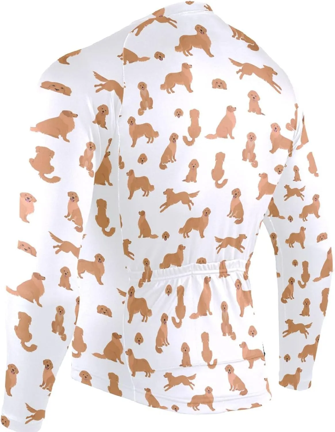 Golden Retriever Dogs Men's Cycling Jersey Moisture Wicking and Breathable Quick Dry with 3 Rear Pockets