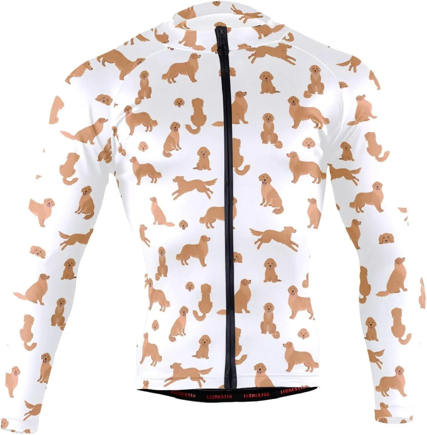 Golden Retriever Dogs Men's Cycling Jersey Moisture Wicking and Breathable Quick Dry with 3 Rear Pockets