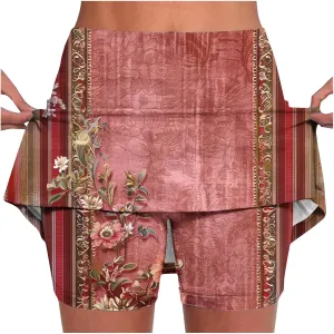 Golf Skorts for Women Trendy Floral Print Tennis Skirts Built-in Shorts Workout Athletic Skort Skirt with Shorts