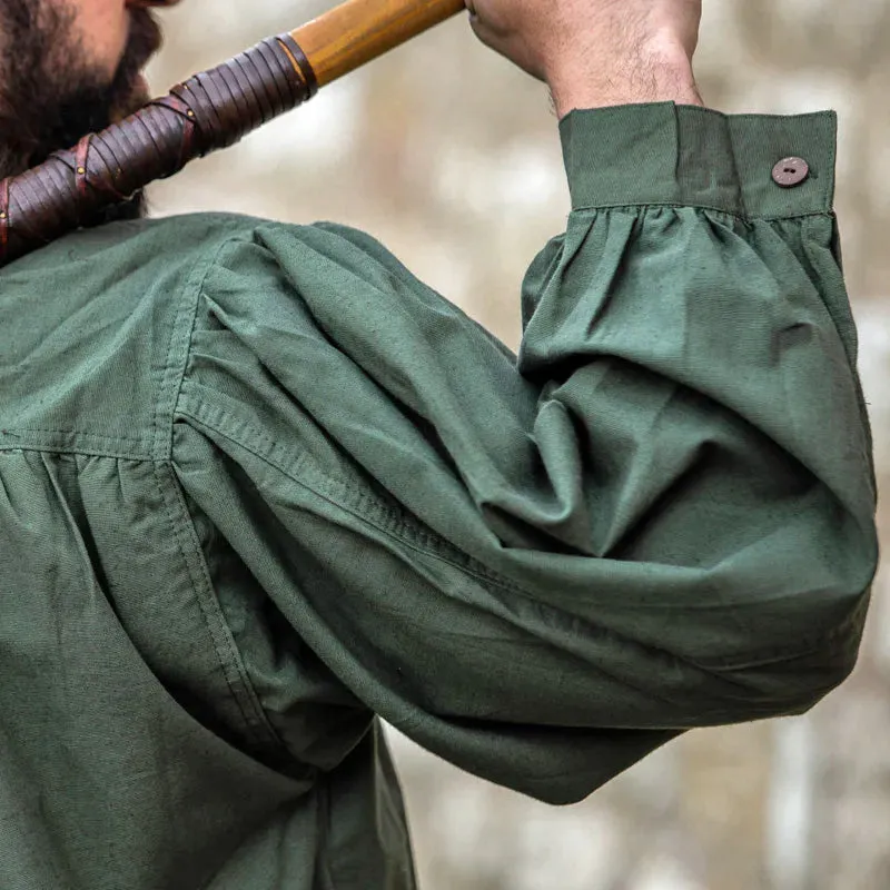 Green Wide Cut Medieval Shirt - Soft Cotton