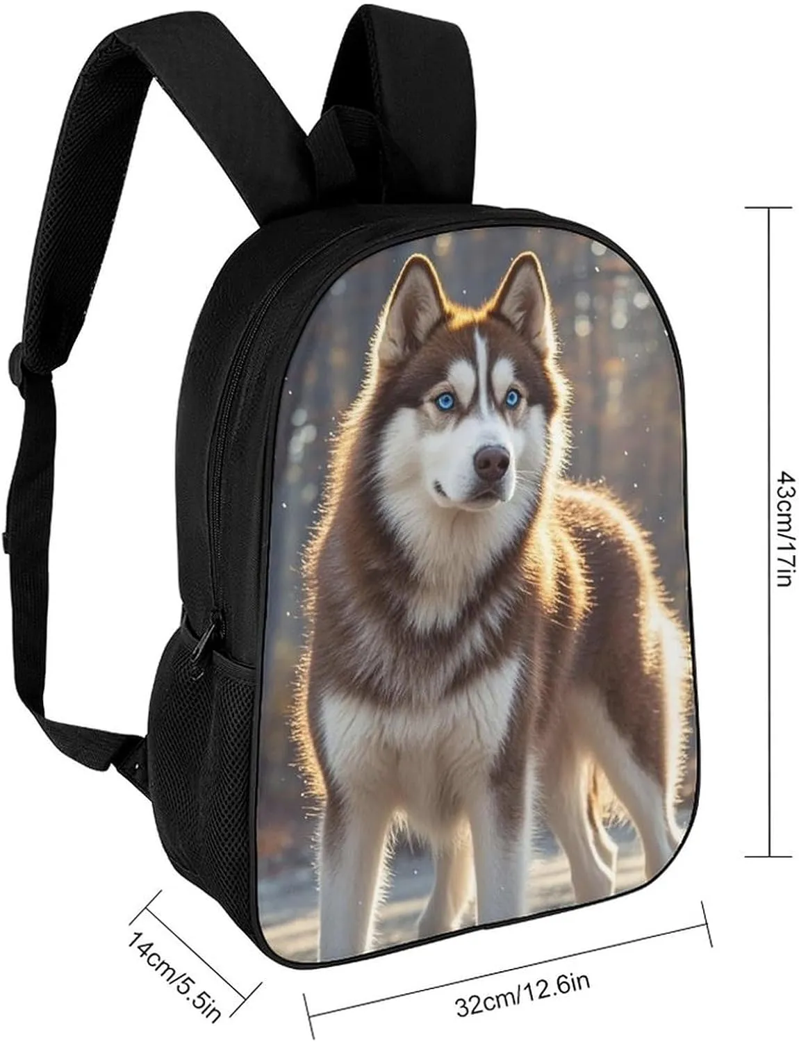 Husky Dog Backpack, Laptop Backpack for Men, 17 Inch Travel Hiking Daypack, Casual Backpack