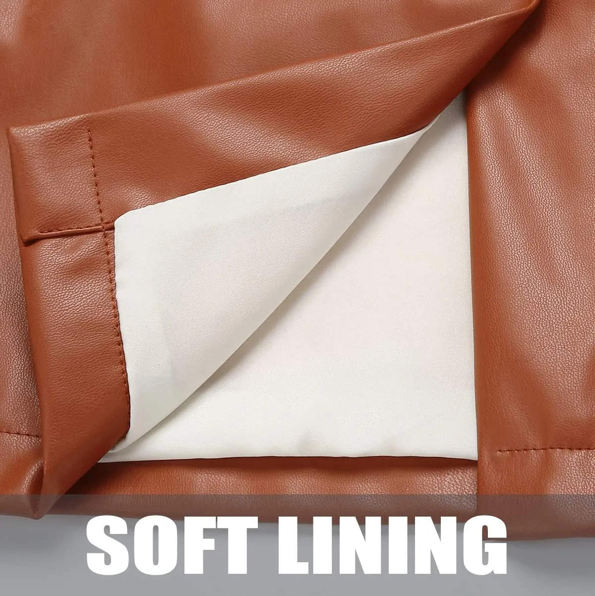 IDEALSANXUN Leather Skirts for Women Midi Length High Waisted Pencil Skirt with Slit