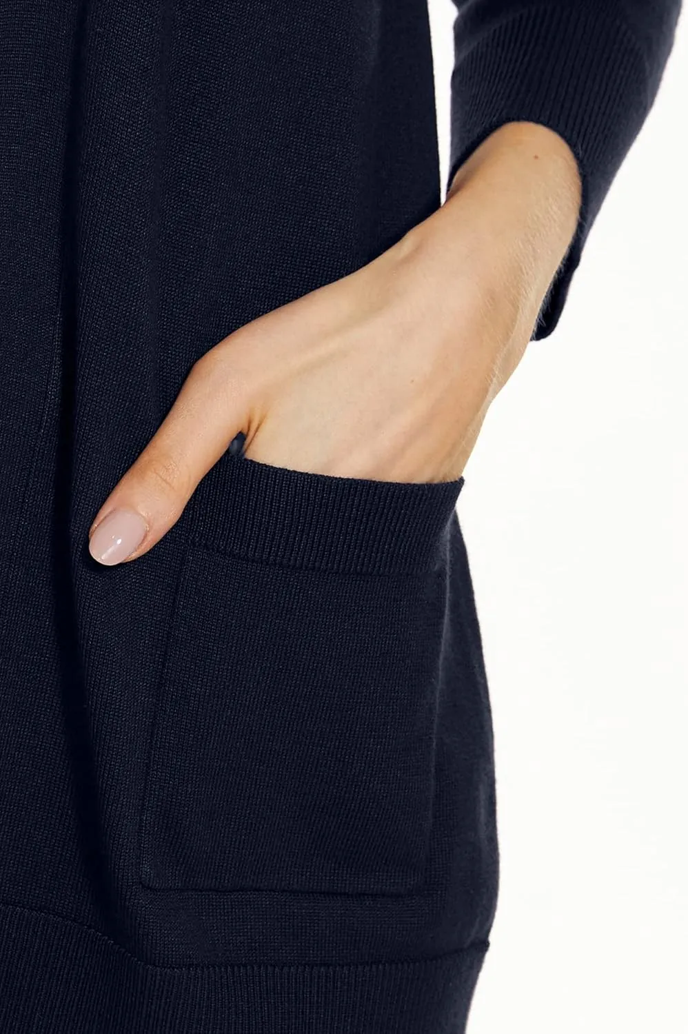 INKOFF Women's 3/4 Sleeve Cardigan Sweater Open Front Knit with Pockets Rib Hem Casual S-XXL