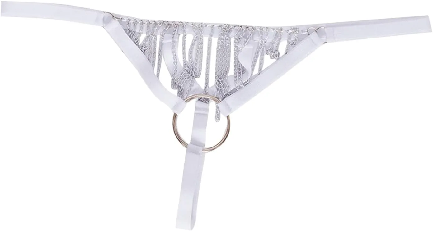 Jock Straps For Men Thong Underwear Open Front Chain Ring String Bikini Briefs Low Waist Jockstrap Bikini Underwear