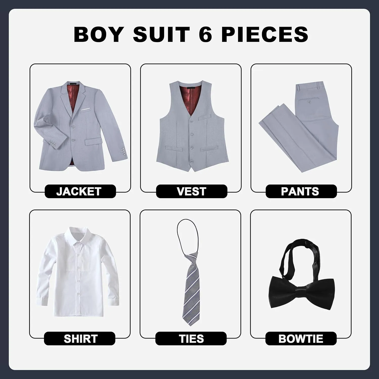 JPF Boy's Formal Suit Set Slim Fit Kids Tuxedo Suits for Wedding Teen Toddler Boy Dress Suit Outfit