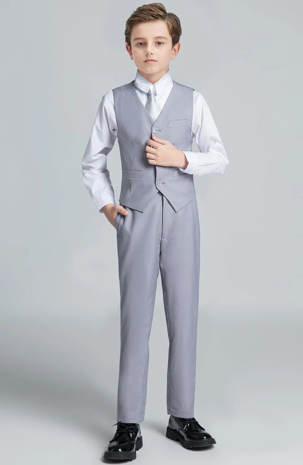 JPF Boy's Formal Suit Set Slim Fit Kids Tuxedo Suits for Wedding Teen Toddler Boy Dress Suit Outfit