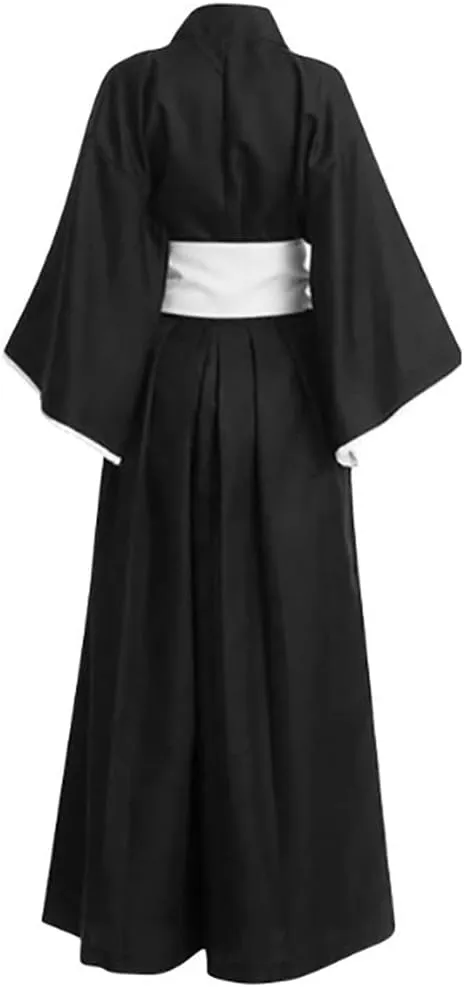 Kurosaki Costume Kurosaki Cosplay Outfit Uniform Black Cloak Kimono with Mask Full Set