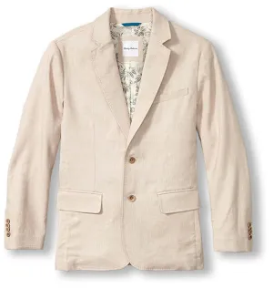 Lahaina Bay Linen Blazer, Stone Khaki