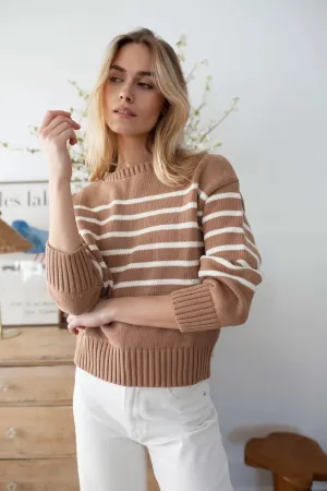 Lake Sweater - Camel/Ivory Stripe